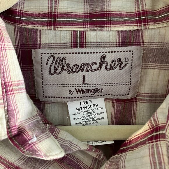 Wrangler Wrancher Shirt Men’s Large Pearl Snap Long Sleeve Maroon Western Wear. - Picture 7 of 12